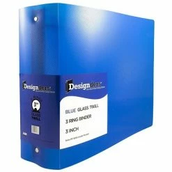 Coupon 🌟 Binders JAM Paper Designders 3" 3-Ring Flexible Poly Binder, Blue Glass Twill (821T3BU) ✔️