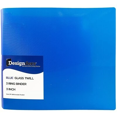 Coupon 🌟 Binders JAM Paper Designders 3" 3-Ring Flexible Poly Binder, Blue Glass Twill (821T3BU) ✔️ - Image 2