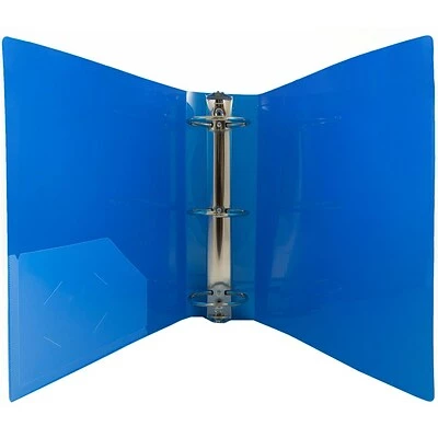 Coupon 🌟 Binders JAM Paper Designders 3" 3-Ring Flexible Poly Binder, Blue Glass Twill (821T3BU) ✔️ - Image 3