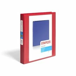 Discount 🌟 Staples Binders Standard 1" 3 Ring View Binder With D-Rings, Red (58652) 🌟