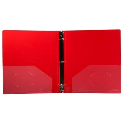 New 👍 Binders JAM Paper Designders 1" 3-Ring Flexible Poly Binder, Red Glass Twill (751T1RE) 😍 - Image 3