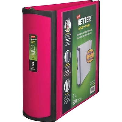Deals ⭐ Staples Binders Better 3" 3 Ring View Binder With D-Rings, Pink (22724) ✨