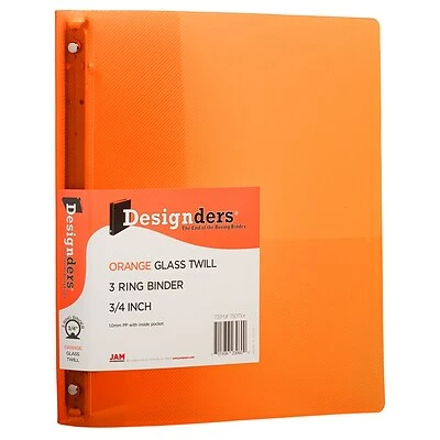 Best reviews of 💯 Binders JAM Paper Designders 3/4" 3-Ring Flexible Poly Binder, Orange Glass Twill (750T1OR) 🤩