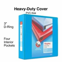 Hot Sale 👍 Staples Binders Heavy Duty 3" 3 Ring View Binder With D-Rings, Light Blue (ST56288-CC) 🔔