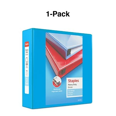 Hot Sale ๐ Staples Binders Heavy Duty 3" 3 Ring View Binder With D-Rings, Light Blue (ST56288-CC) ๐ - Image 6