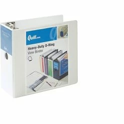 Discount ✨ Binders Quill Brand® Heavy Duty 5" 3 Ring View Binder, Easy Open D Rings, White (74205WE) 🤩