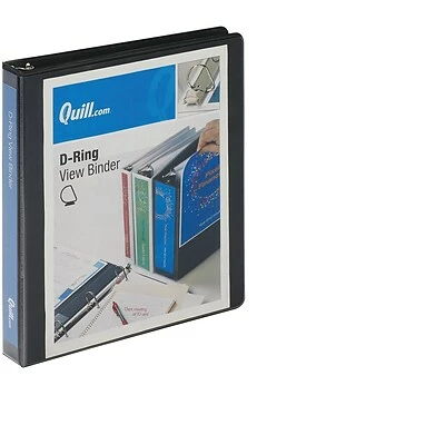 Hot Sale 🛒 Binders Quill Brand® Standard 1" 3 Ring View Binder With D-Rings, Black (7320101) 🔔