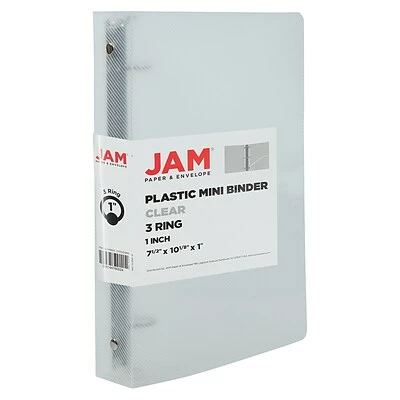 Budget ๐ JAM Paper Plastic Mini 1" 3-Ring Binders, Clear, 24/Pack (370531985A) ๐