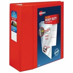 New 🎁 Binders Avery Heavy-Duty 5" 3-Ring View Binder, Red (79327) ✨