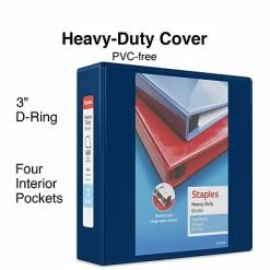 Brand new 👍 Staples Binders Heavy Duty 3" 3 Ring View Binder With D-Rings, Navy Blue (ST56271-CC) 👍