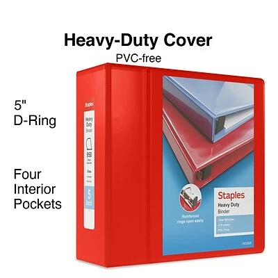 Promo 👏 Staples Binders Heavy Duty 5" 3 Ring View Binder With D-Rings, Red (ST56300-CC) 💯