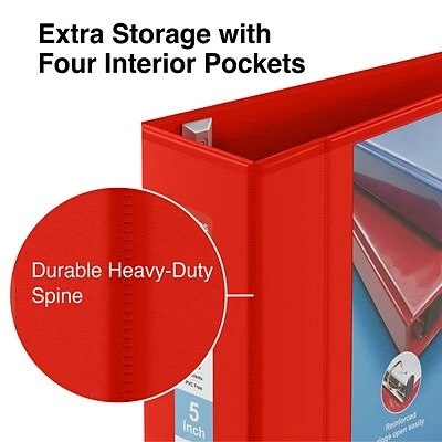 Promo 👏 Staples Binders Heavy Duty 5" 3 Ring View Binder With D-Rings, Red (ST56300-CC) 💯 - Image 4