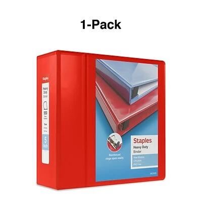 Promo 👏 Staples Binders Heavy Duty 5" 3 Ring View Binder With D-Rings, Red (ST56300-CC) 💯 - Image 6