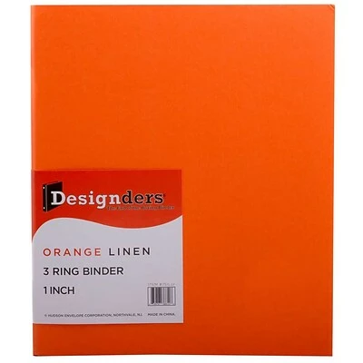 Budget 😍 Binders JAM Paper Designders Premium Linen Textured 1" 3-Ring Binder, Orange (751LOR) 🥰 - Image 2