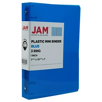 Outlet 😍 JAM Paper Plastic Mini 1" 3-Ring Binders, Blue, 24/Pack (751TM1BUA) 😍