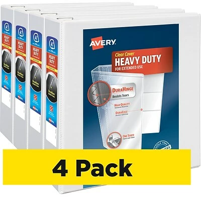 Cheapest ๐คฉ Binders Avery Heavy Duty 4" 3-Ring View BinderH, White, 4/Pack (79104CT) ๐ - Image 2