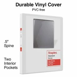 Best deal 🤩 Staples Binders Standard 1/2" 3 Ring View Binder With D-Rings, White (26426-CC) 🧨