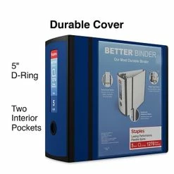 Coupon โค๏ธ Staples Binders Better 5" 3 Ring View Binder With D-Rings, Navy Blue (27925) ๐