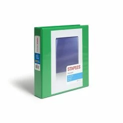 New 🛒 Staples Binders Standard 1.5" 3 Ring View Binder With D-Rings, Green (58652) ⌛