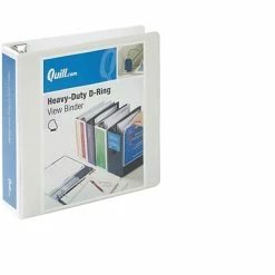 Discount 🔔 Binders Quill Brand® Heavy Duty 2" 3 Ring View Binder, Easy Open D Rings, White (74202WE) 🎉