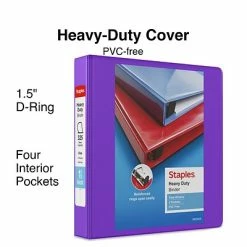 Deals ❤️ Staples Binders Heavy Duty 1-1/2" 3 Ring View Binder With D-Rings, Purple (ST56308-CC) 🔥