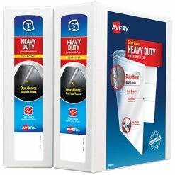 Cheapest ⌛ Binders Avery Heavy Duty 3" 3-Ring View Binder, White, 2/Pack (79790) ✔️