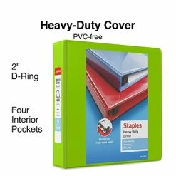 Cheap ✨ Staples Binders Heavy Duty 2" 3 Ring View Binder With D-Rings, Chartreuse (56321-CC/24687) 🎉