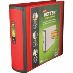 Outlet ✔️ Staples Binders Better 3" 3 Ring View Binder With D-Rings, Red (18367) 🔔