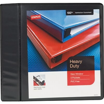 Best reviews of ❤️ Staples Staples® Round Ring View Binders Heavy Duty 4" 3 Ring View Binder With D-Rings, Black, 4/Pack (56235CT/24695CT) ⌛ - Image 4