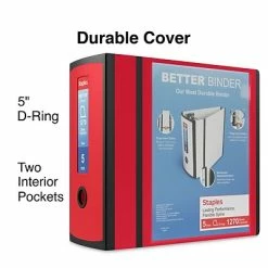 Coupon 🎉 Staples Binders Better 5" 3 Ring View Binder With D-Rings, Red (27924) 🤩