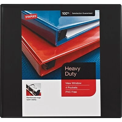 Best reviews of ❤️ Staples Staples® Round Ring View Binders Heavy Duty 4" 3 Ring View Binder With D-Rings, Black, 4/Pack (56235CT/24695CT) ⌛ - Image 5