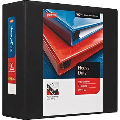 Best reviews of ❤️ Staples Staples® Round Ring View Binders Heavy Duty 4" 3 Ring View Binder With D-Rings, Black, 4/Pack (56235CT/24695CT) ⌛ - Image 6