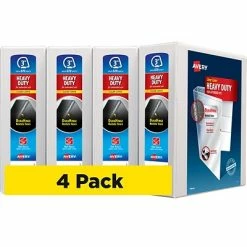 Deals 🎁 Binders Avery Heavy Duty 3" 3-Ring View Binder, White, 4/Pack (79193CT) 🛒