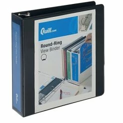 Deals 🔥 Binders Quill Brand® Standard 2" 3 Ring View Binder, Black (7222BK) 🧨