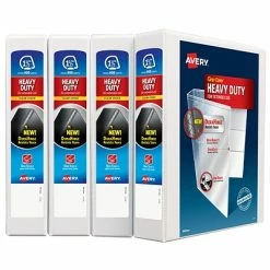 Budget 🔥 Binders Avery Heavy Duty 1 1/2" 3-Ring Non-Stick View Binder, White, 4/Pack (79781) ⭐