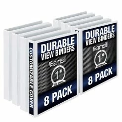Cheapest 🔥 Binders Samsill Durable Non-Stick 1" 3-Ring View Binder, White, 8/Pack (S88437) 😉