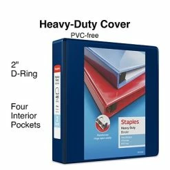 Best Sale 👏 Staples Binders Heavy Duty 2" 3 Ring View Binder With D-Rings, Navy Blue (ST56270-CC) 💯