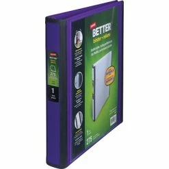 Outlet ❤️ Staples Binders Better 1" 3 Ring View Binder With D-Rings, Purple (19065) 🎉