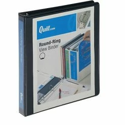 New 🔥 Binders Quill Brand® Standard 1" 3 Ring View Binder, Black (7221BK) ⭐