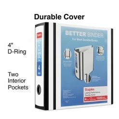 Best deal 🎁 Staples Binders Better 4" 3 Ring View Binder With D-Rings, White (27923) 🔥