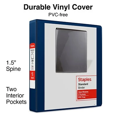 New 💯 Staples Binders Standard 1-1/2" 3 Ring View Binder With D-Rings, Blue (26439-CC) 🥰