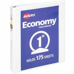 Buy 😀 Binders Avery Economy 1" 3-Ring View Binder, White (5711) 🤩